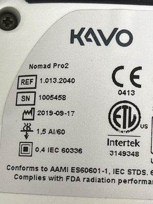 Kavo Nomad Pro 2 Handheld Dental X Ray 2019 Only 479 Exposures - HUBdental.com
