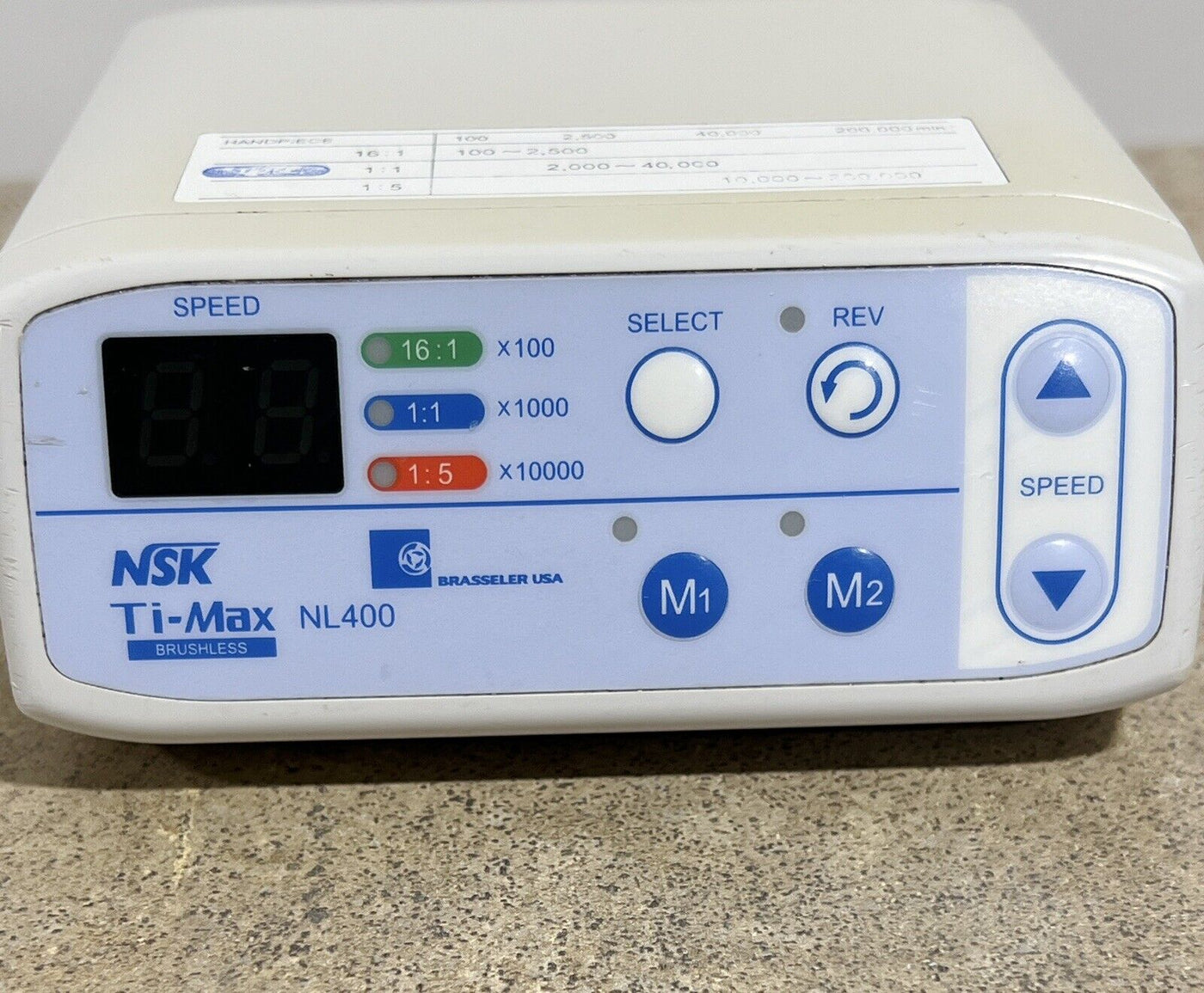 NSK TiMax Nl400U Brasseler Brushless Electric Handpiece System