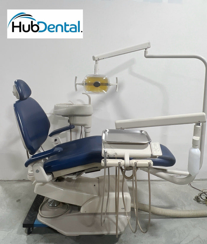 ADEC 1221 Dental Chair, Radius Delivery w/Cuspidor, Asst’s Pkg & Light. Clean!!!