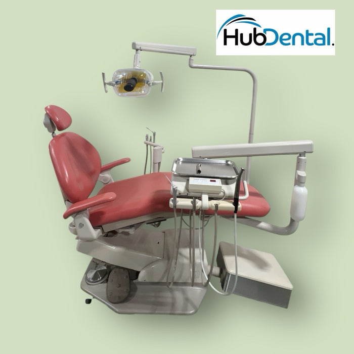ADEC 1021 Dental Chair, Radius Delivery w/Electric HP, Asst’s Pkg & Light. Clean