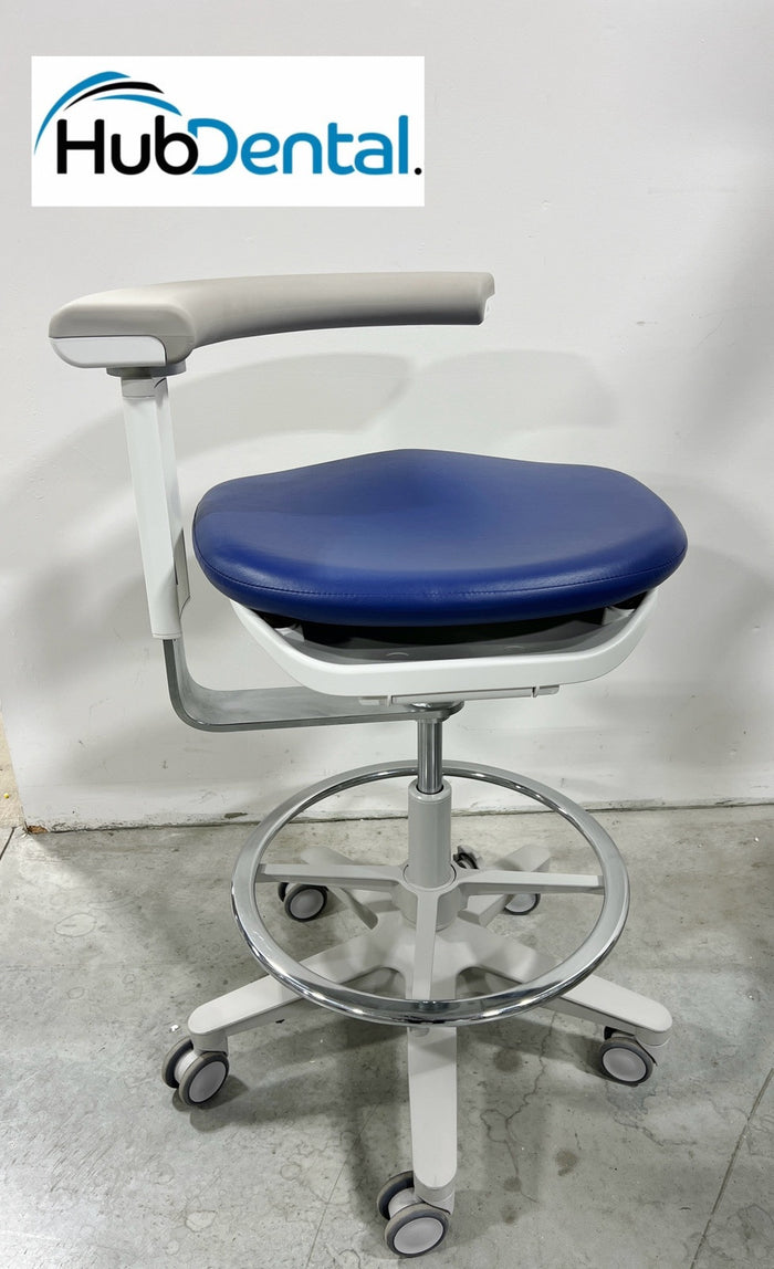Adec A-DEC 522 Dental Assistants Stool Blue Ultra leather. Excellent Condition!!