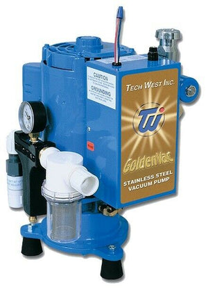 Tech West GoldenVac Stainless Steel Vacuum Pump 1HP 3 User #VPLG3SS **NEW - USA - HUBdental.com