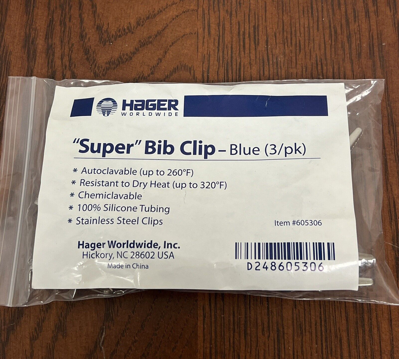 Hager Worldwide Super Bib Clips - 3 Bib Clips Per Bag BLUE 605306–