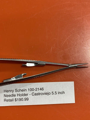 Henry Schein Castroviejo Needle Holder 5.5” #100-2146 - HUBdental.com