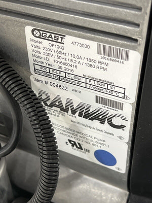 Ramvac Osprey Oilless Dental Air Compressor Model OSP25B Only 1035 Hours Used. - HUBdental.com