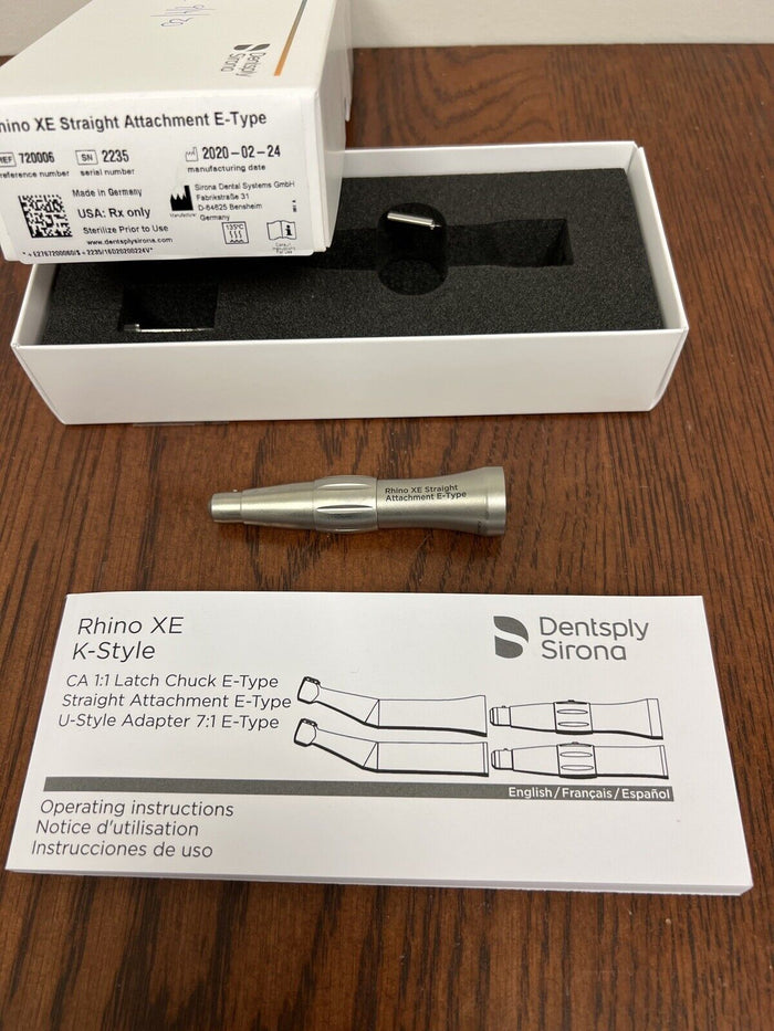 Dentsply Midwest Rhino XE Straight Attachment E-Type S/n 2235 Mfg 2/2020 CLEAN!!