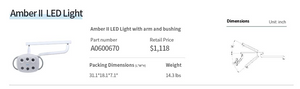 ADS LED Amber ll Dental Exam Light *Post Mounted with Bushing* Belmont Style NEW - HUBdental.com